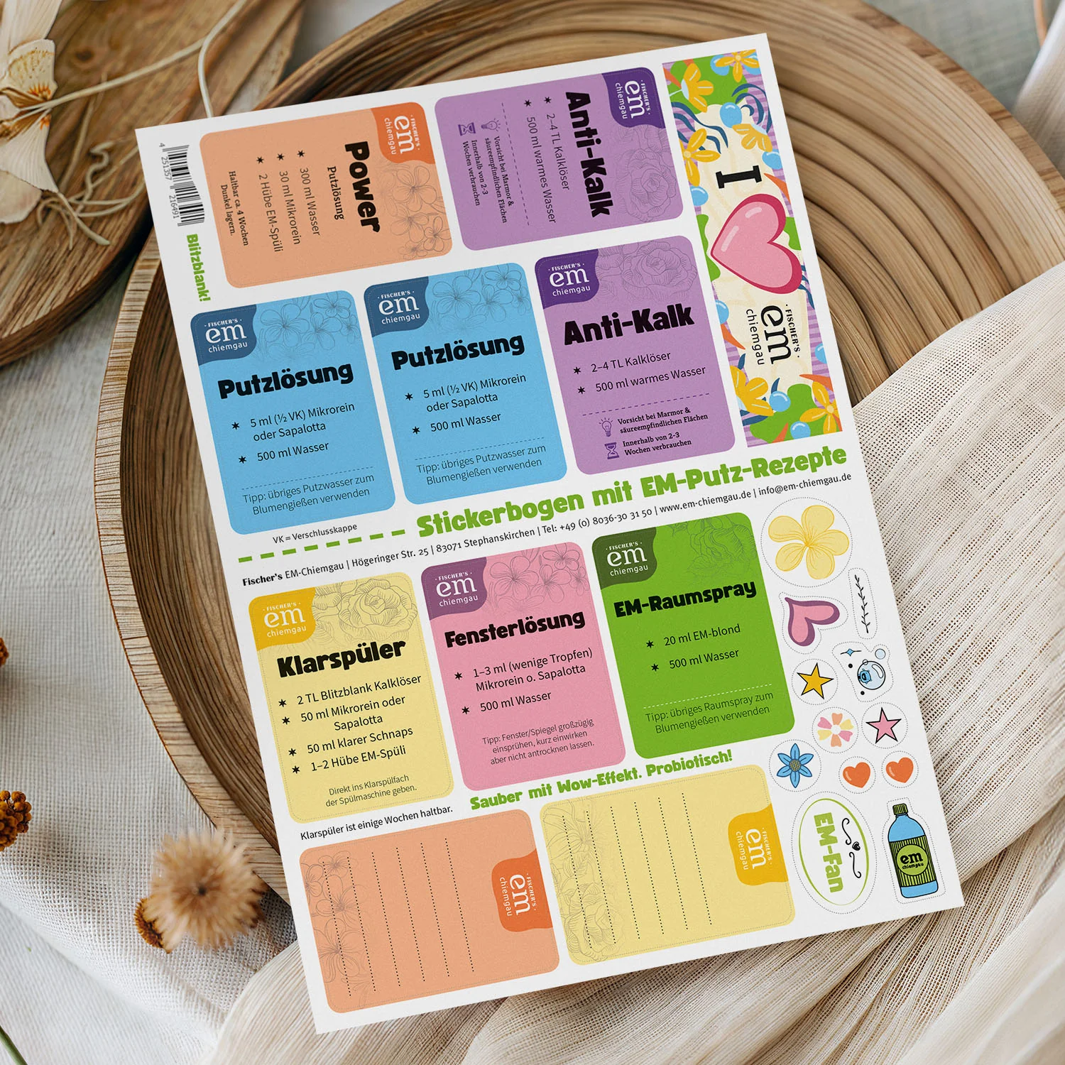 Stickerbogen für Sprühflasche 0,5 L mit Rezepten
